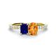 1 - Galina 7x5 mm Emerald Cut Blue Sapphire and 8x6 mm Oval Citrine 2 Stone Duo Ring 