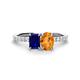 1 - Galina 7x5 mm Emerald Cut Blue Sapphire and 8x6 mm Oval Citrine 2 Stone Duo Ring 