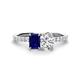 1 - Galina 7x5 mm Emerald Cut Blue Sapphire and 8x6 mm Oval Forever Brilliant Moissanite 2 Stone Duo Ring 