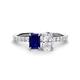 1 - Galina 7x5 mm Emerald Cut Blue Sapphire and 8x6 mm Oval White Sapphire 2 Stone Duo Ring 