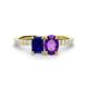 1 - Galina 7x5 mm Emerald Cut Blue Sapphire and 8x6 mm Oval Amethyst 2 Stone Duo Ring 