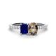 1 - Galina 7x5 mm Emerald Cut Blue Sapphire and 8x6 mm Oval Smoky Quartz 2 Stone Duo Ring 