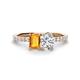 1 - Galina 7x5 mm Emerald Cut Citrine and IGI Certified 8x6 mm Oval Lab Grown Diamond 2 Stone Duo Ring 