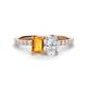1 - Galina 7x5 mm Emerald Cut Citrine and 8x6 mm Oval White Sapphire 2 Stone Duo Ring 