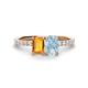 1 - Galina 7x5 mm Emerald Cut Citrine and 8x6 mm Oval Aquamarine 2 Stone Duo Ring 