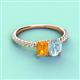 3 - Galina 7x5 mm Emerald Cut Citrine and 8x6 mm Oval Aquamarine 2 Stone Duo Ring 