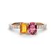 1 - Galina 7x5 mm Emerald Cut Citrine and 8x6 mm Oval Pink Tourmaline 2 Stone Duo Ring 