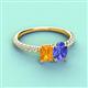 3 - Galina 7x5 mm Emerald Cut Citrine and 8x6 mm Oval Tanzanite 2 Stone Duo Ring 