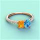 3 - Galina 7x5 mm Emerald Cut Citrine and 8x6 mm Oval Blue Topaz 2 Stone Duo Ring 