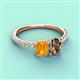 3 - Galina 7x5 mm Emerald Cut Citrine and 8x6 mm Oval Smoky Quartz 2 Stone Duo Ring 