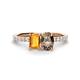 1 - Galina 7x5 mm Emerald Cut Citrine and 8x6 mm Oval Smoky Quartz 2 Stone Duo Ring 