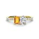 1 - Galina 7x5 mm Emerald Cut Citrine and IGI Certified 8x6 mm Oval Lab Grown Diamond 2 Stone Duo Ring 