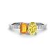 1 - Galina 7x5 mm Emerald Cut Citrine and 8x6 mm Oval Yellow Sapphire 2 Stone Duo Ring 