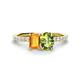 1 - Galina 7x5 mm Emerald Cut Citrine and 8x6 mm Oval Peridot 2 Stone Duo Ring 