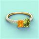 3 - Galina 7x5 mm Emerald Cut Citrine and 8x6 mm Oval Peridot 2 Stone Duo Ring 