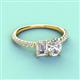 3 - Galina GIA Certified 7x5 mm Emerald Cut Diamond and IGI Certified 8x6 mm Oval Lab Grown Diamond 2 Stone Duo Ring 