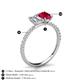 5 - Galina GIA Certified 7x5 mm Emerald Cut Diamond and 8x6 mm Oval Ruby 2 Stone Duo Ring 