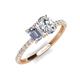 4 - Galina GIA Certified 7x5 mm Emerald Cut Diamond and 8x6 mm Oval Forever One Moissanite 2 Stone Duo Ring 