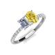 4 - Galina GIA Certified 7x5 mm Emerald Cut Diamond and 8x6 mm Oval Yellow Sapphire 2 Stone Duo Ring 