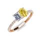 4 - Galina GIA Certified 7x5 mm Emerald Cut Diamond and 8x6 mm Oval Yellow Sapphire 2 Stone Duo Ring 