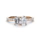 1 - Galina GIA Certified 7x5 mm Emerald Cut Diamond and 8x6 mm Oval White Sapphire 2 Stone Duo Ring 