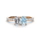 1 - Galina GIA Certified 7x5 mm Emerald Cut Diamond and 8x6 mm Oval Aquamarine 2 Stone Duo Ring 