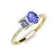 4 - Galina GIA Certified 7x5 mm Emerald Cut Diamond and 8x6 mm Oval Tanzanite 2 Stone Duo Ring 