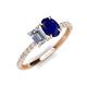 4 - Galina GIA Certified 7x5 mm Emerald Cut Diamond and 8x6 mm Oval Blue Sapphire 2 Stone Duo Ring 