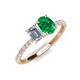 4 - Galina GIA Certified 7x5 mm Emerald Cut Diamond and 8x6 mm Oval Emerald 2 Stone Duo Ring 
