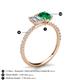 5 - Galina GIA Certified 7x5 mm Emerald Cut Diamond and 8x6 mm Oval Emerald 2 Stone Duo Ring 