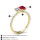 6 - Galina GIA Certified 7x5 mm Emerald Cut Diamond and 8x6 mm Oval Ruby 2 Stone Duo Ring 