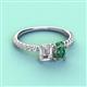 3 - Galina GIA Certified 7x5 mm Emerald Cut Diamond and 8x6 mm Oval Lab Created Alexandrite 2 Stone Duo Ring 