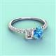 3 - Galina GIA Certified 7x5 mm Emerald Cut Diamond and 8x6 mm Oval Blue Topaz 2 Stone Duo Ring 