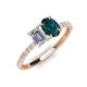 4 - Galina GIA Certified 7x5 mm Emerald Cut Diamond and 8x6 mm Oval London Blue Topaz 2 Stone Duo Ring 