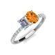 4 - Galina GIA Certified 7x5 mm Emerald Cut Diamond and 8x6 mm Oval Citrine 2 Stone Duo Ring 