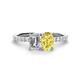 1 - Galina GIA Certified 7x5 mm Emerald Cut Diamond and 8x6 mm Oval Yellow Sapphire 2 Stone Duo Ring 