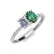 4 - Galina GIA Certified 7x5 mm Emerald Cut Diamond and 8x6 mm Oval Lab Created Alexandrite 2 Stone Duo Ring 