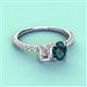 3 - Galina GIA Certified 7x5 mm Emerald Cut Diamond and 8x6 mm Oval London Blue Topaz 2 Stone Duo Ring 