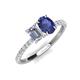 4 - Galina GIA Certified 7x5 mm Emerald Cut Diamond and 8x6 mm Oval Iolite 2 Stone Duo Ring 