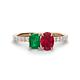 1 - Galina 7x5 mm Emerald Cut Emerald and 8x6 mm Oval Ruby 2 Stone Duo Ring 