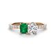 1 - Galina 7x5 mm Emerald Cut Emerald and IGI Certified 8x6 mm Oval Lab Grown Diamond 2 Stone Duo Ring 