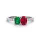 1 - Galina 7x5 mm Emerald Cut Emerald and 8x6 mm Oval Ruby 2 Stone Duo Ring 