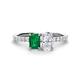 1 - Galina 7x5 mm Emerald Cut Emerald and 8x6 mm Oval White Sapphire 2 Stone Duo Ring 