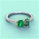 3 - Galina 7x5 mm Emerald Cut Emerald and 8x6 mm Oval Lab Created Alexandrite 2 Stone Duo Ring 