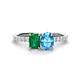 1 - Galina 7x5 mm Emerald Cut Emerald and 8x6 mm Oval Blue Topaz 2 Stone Duo Ring 