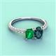 3 - Galina 7x5 mm Emerald Cut Emerald and 8x6 mm Oval London Blue Topaz 2 Stone Duo Ring 