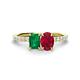 1 - Galina 7x5 mm Emerald Cut Emerald and 8x6 mm Oval Ruby 2 Stone Duo Ring 