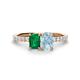 1 - Galina 7x5 mm Emerald Cut Emerald and 8x6 mm Oval Aquamarine 2 Stone Duo Ring 