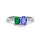 1 - Galina 7x5 mm Emerald Cut Emerald and 8x6 mm Oval Tanzanite 2 Stone Duo Ring 