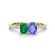 1 - Galina 7x5 mm Emerald Cut Emerald and 8x6 mm Oval Tanzanite 2 Stone Duo Ring 